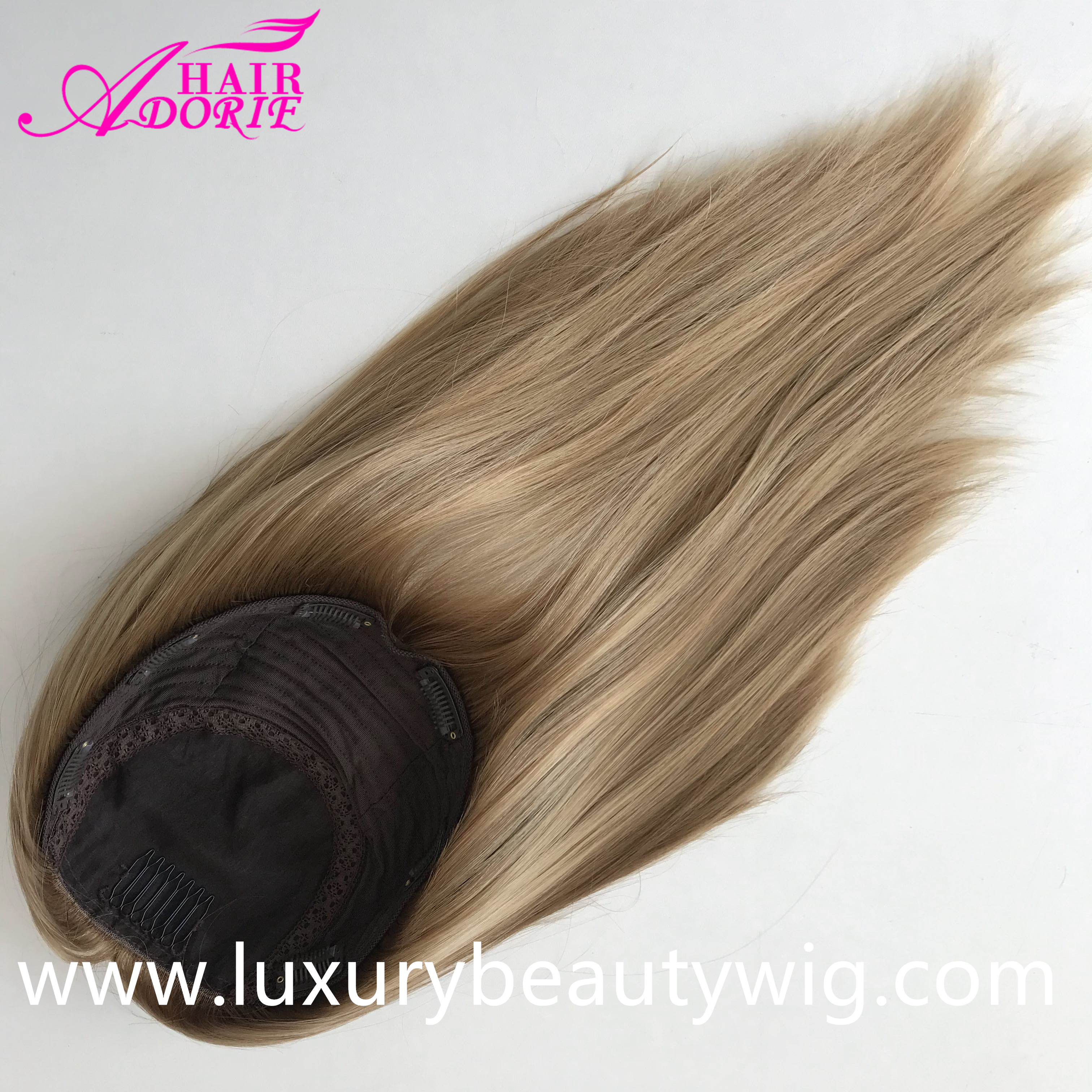 Kippa wig european hair virgin hair silk top JEWISH WIG TOPPER  