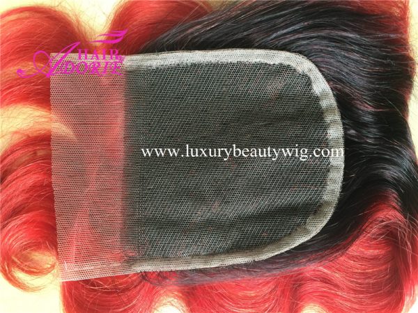 1b/red bady wavy  lace closure