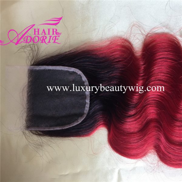 1b/red bady wavy  lace closure - Image 3