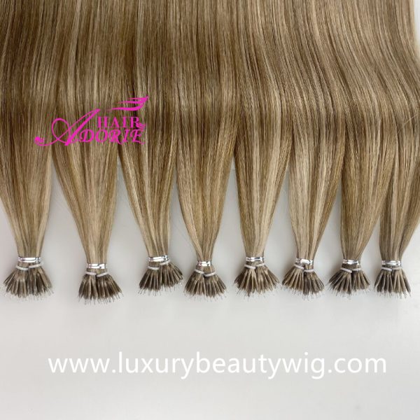Nano keratin extensions European cuticle aligned hair double drawn Nano ring human hair extensions - Image 2