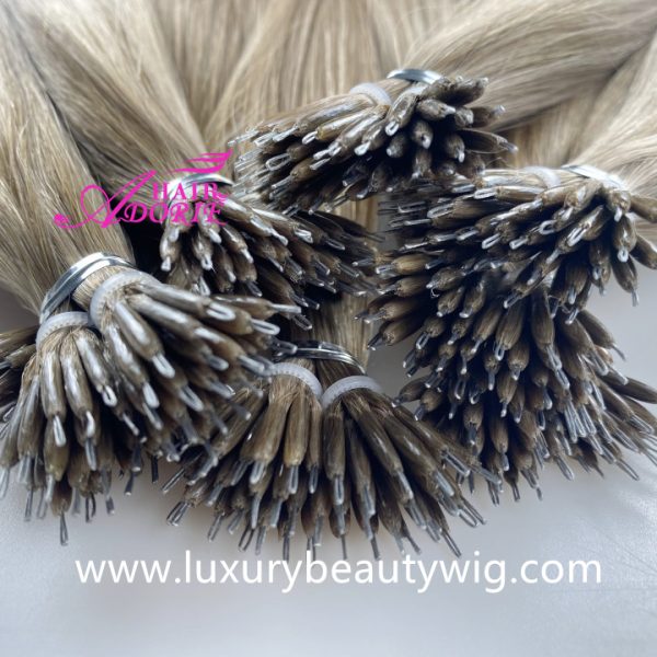 Nano keratin extensions European cuticle aligned hair double drawn Nano ring human hair extensions - Image 4